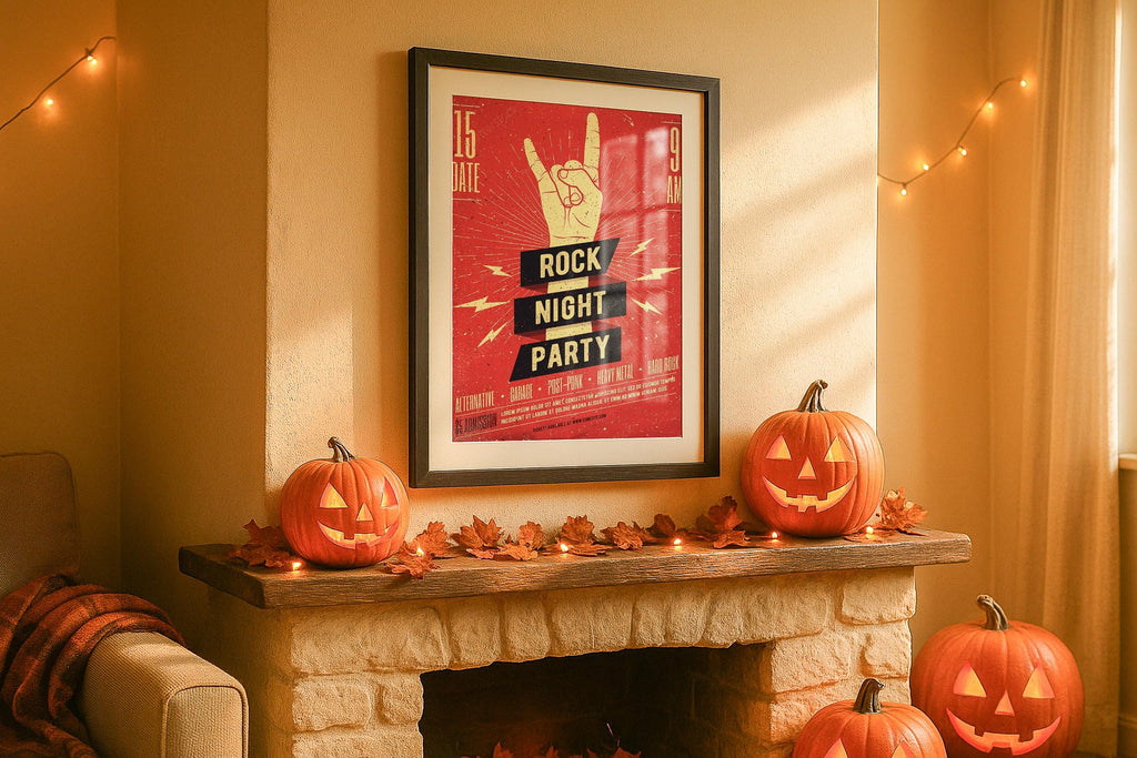 Halloween Single Frame Mockup Rustic Wall Art Digital Poster PSD Template