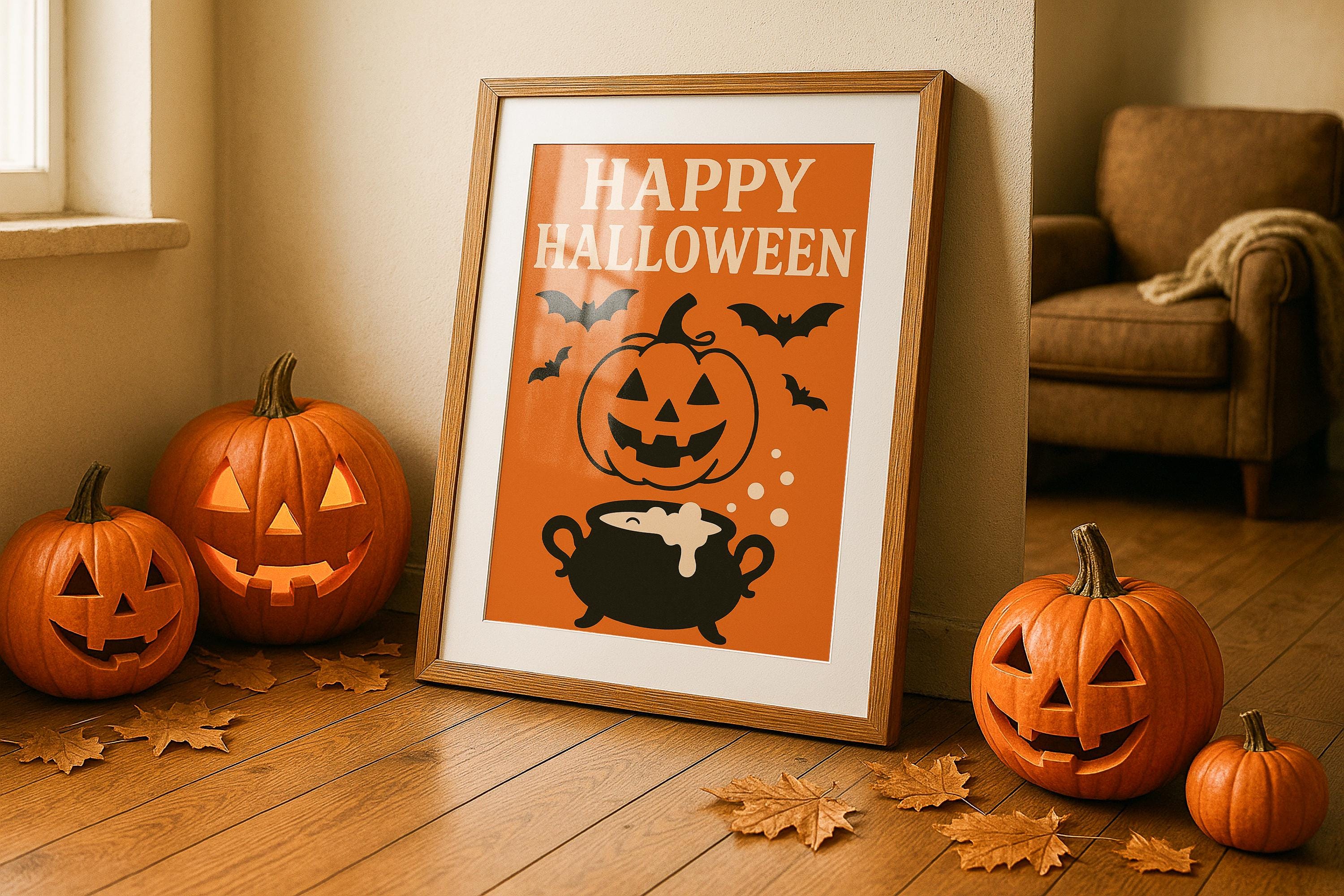 Halloween Single Frame Mockup Festive Wall Art Digital Poster PSD Template