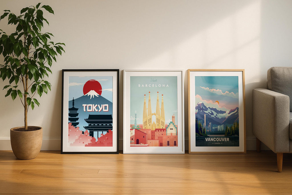 3 Frame Mockup Living Room Wall Art Poster Frame PSD Digital Download