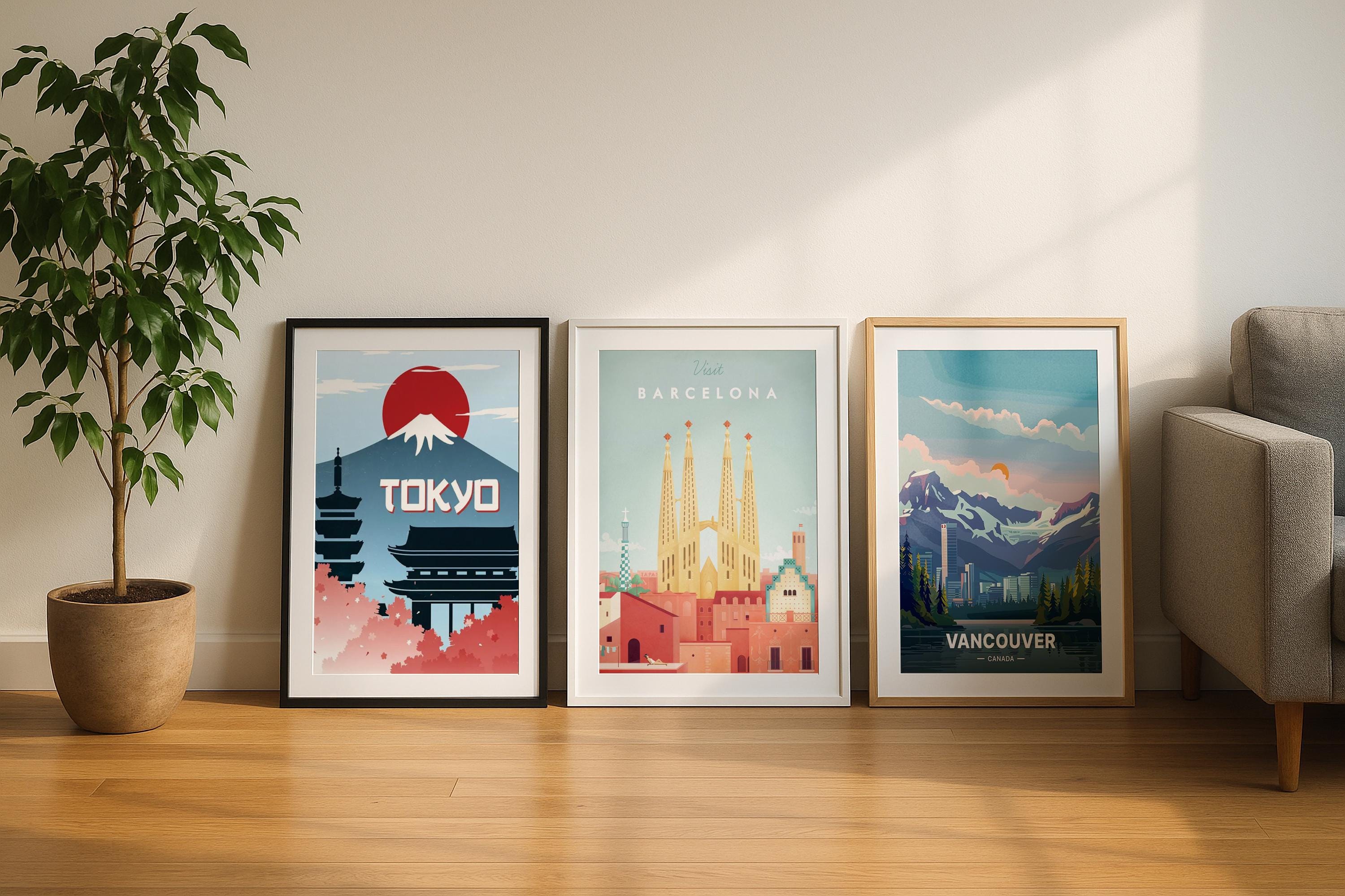 3 Frame Mockup Living Room Wall Art Poster Frame PSD Digital Download