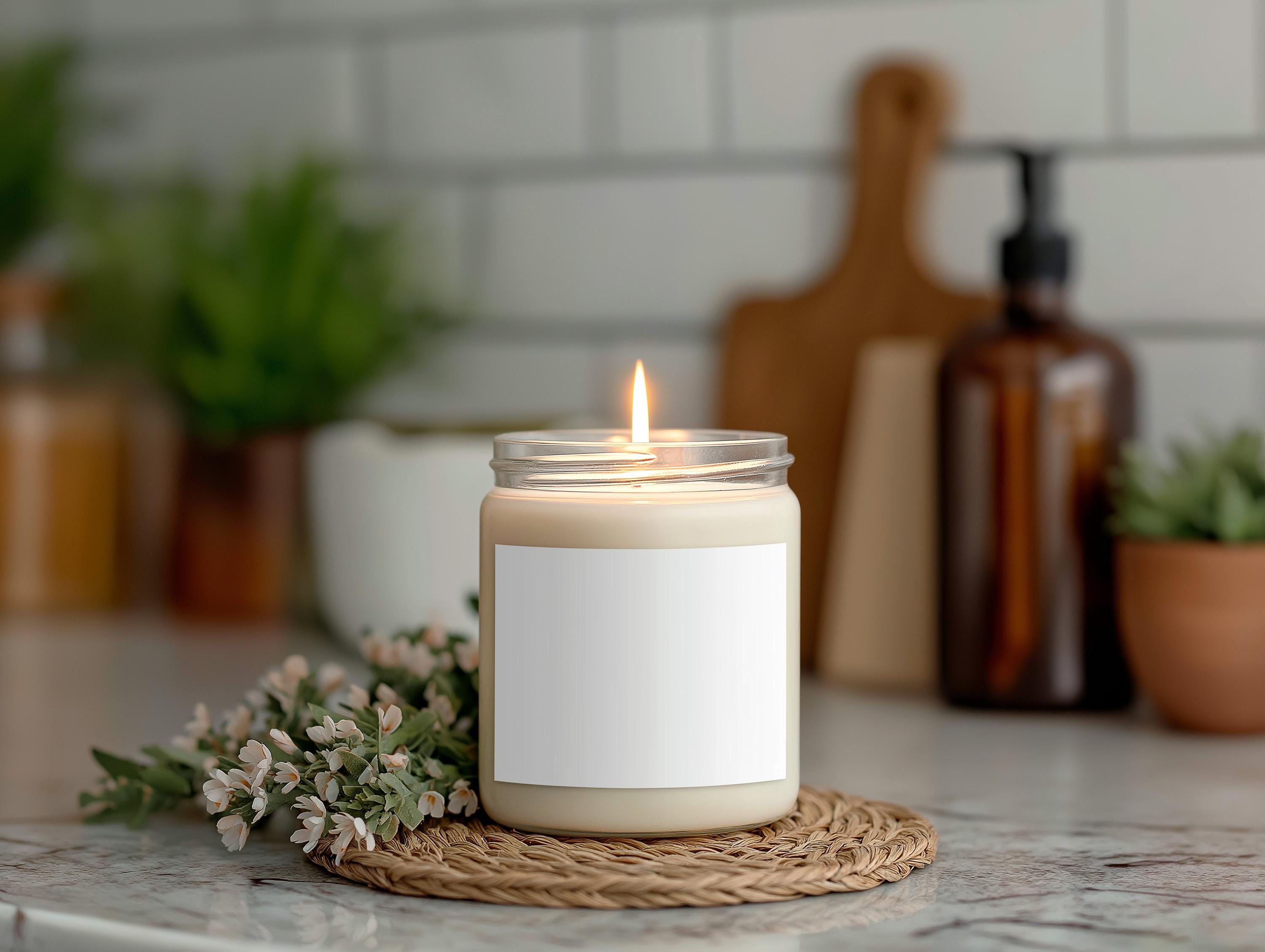 White Candle Mockup 9oz Jar PSD Smart Object Digital Download for Print on Demand