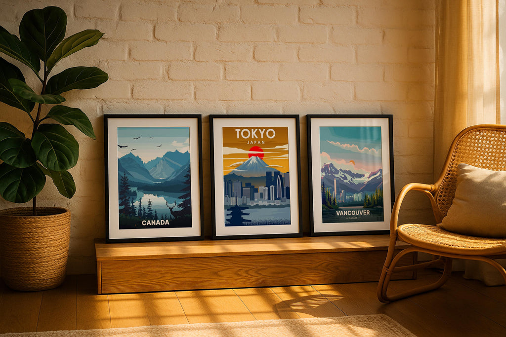 3 Frame Mockup Poster Frame Living Room Wall Art Black Frames Digital Download PSD