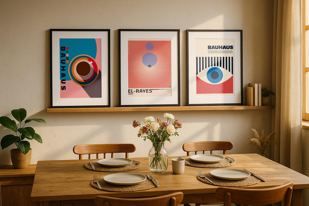 3 Frame Mockup Dining Room Triple Poster Display Wall Art PSD Digital Download