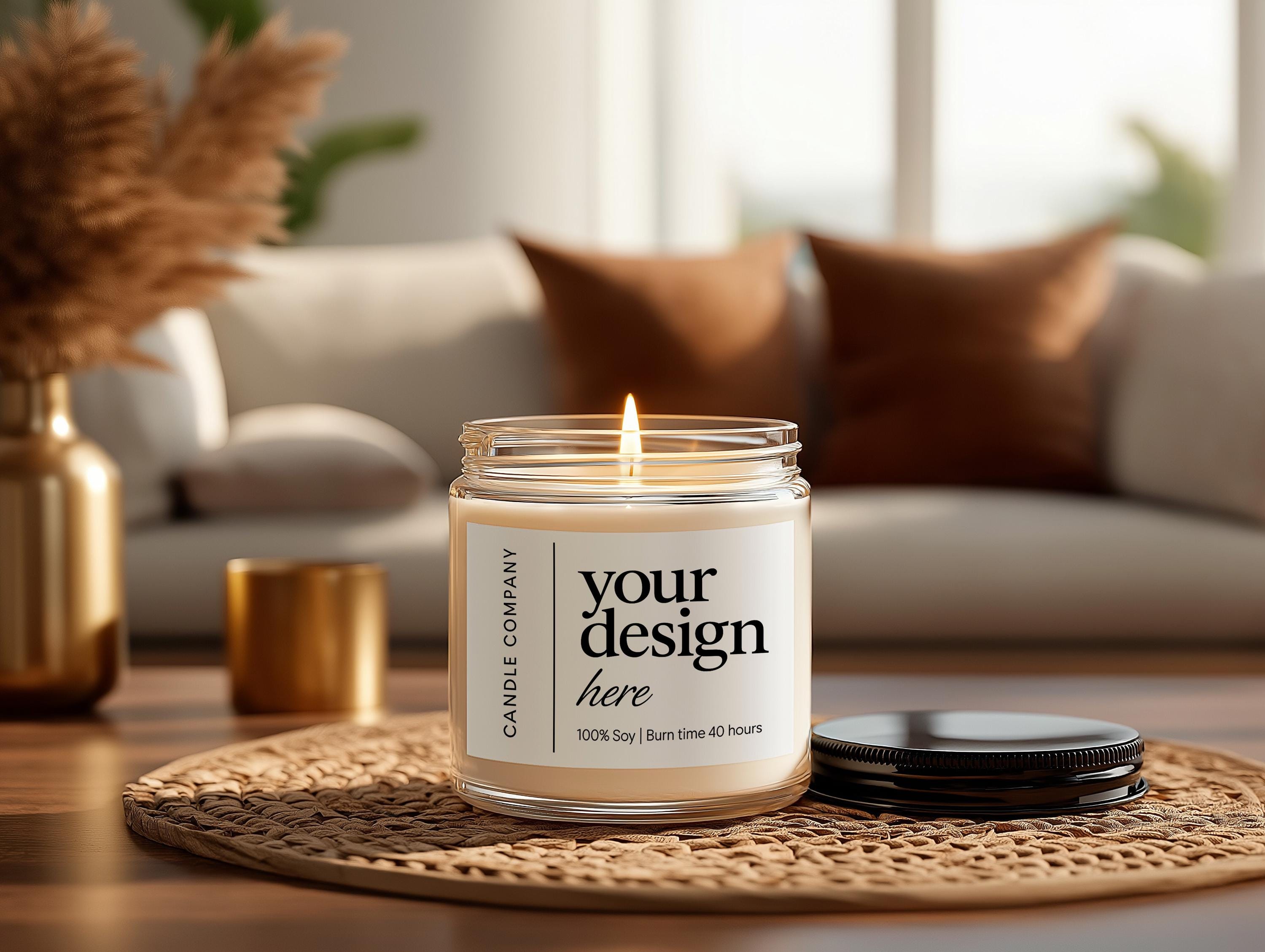 9oz Clear Glass Jar Candle Mockup PSD Smart Object Printify Photopea Digital Download for Print on Demand