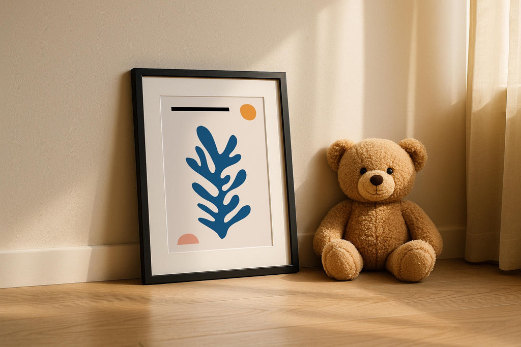 Single Black Frame Mockup Minimalist Nursery Wall Art Kids Room Poster Digital PSD Download