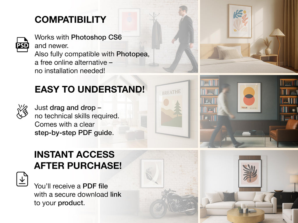 2 Frame Mockup Double Poster Display Nursery White Wall Art PSD Digital Download