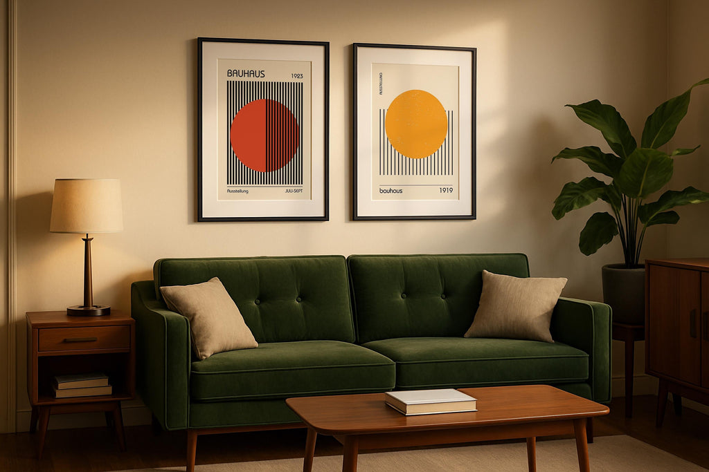 2 Frame Mockup Living Room Double Poster Display Black Wall Art PSD Digital Download