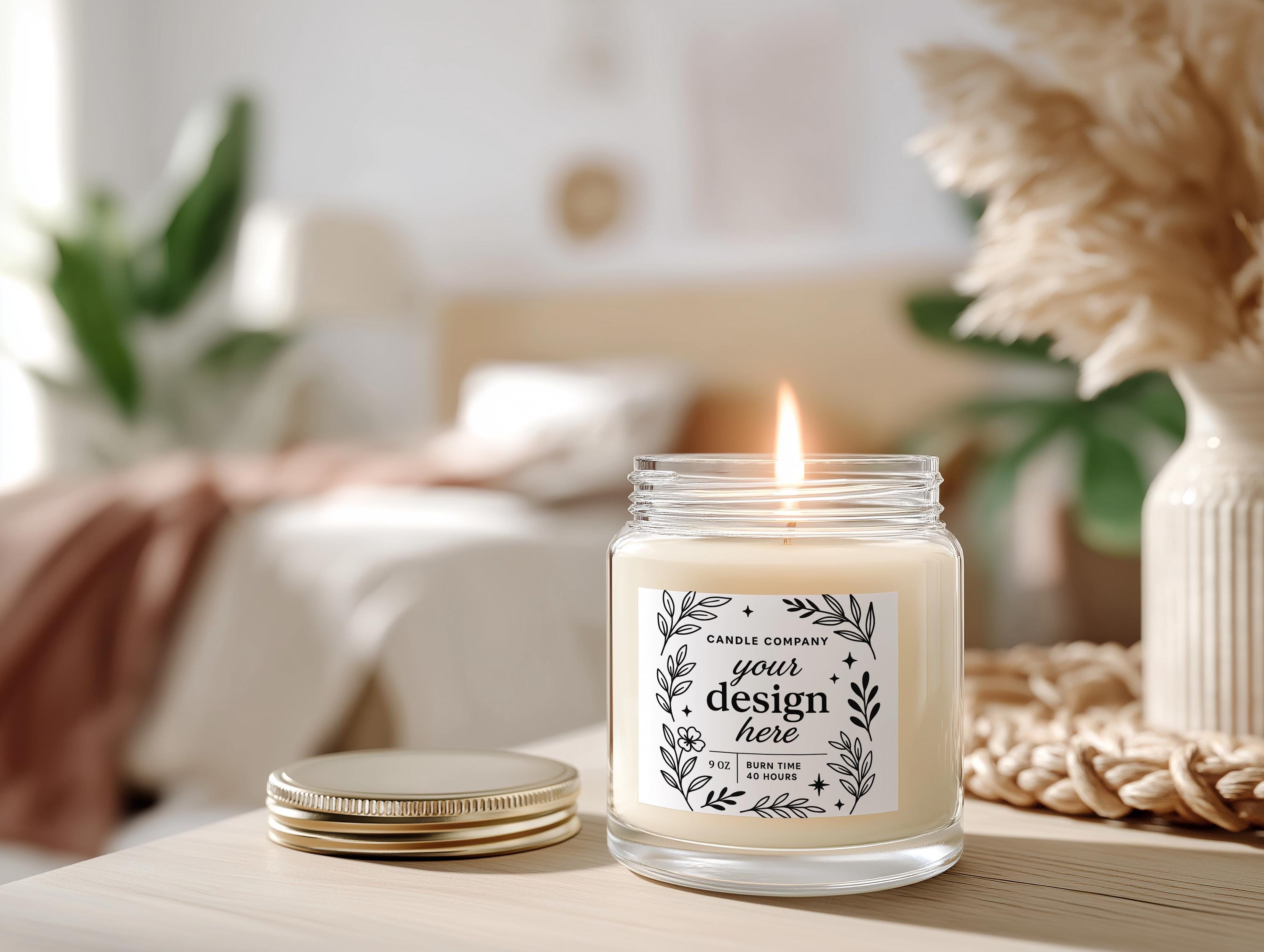 9oz Clear Glass Jar Candle Mockup PSD Smart Object Digital Template Download
