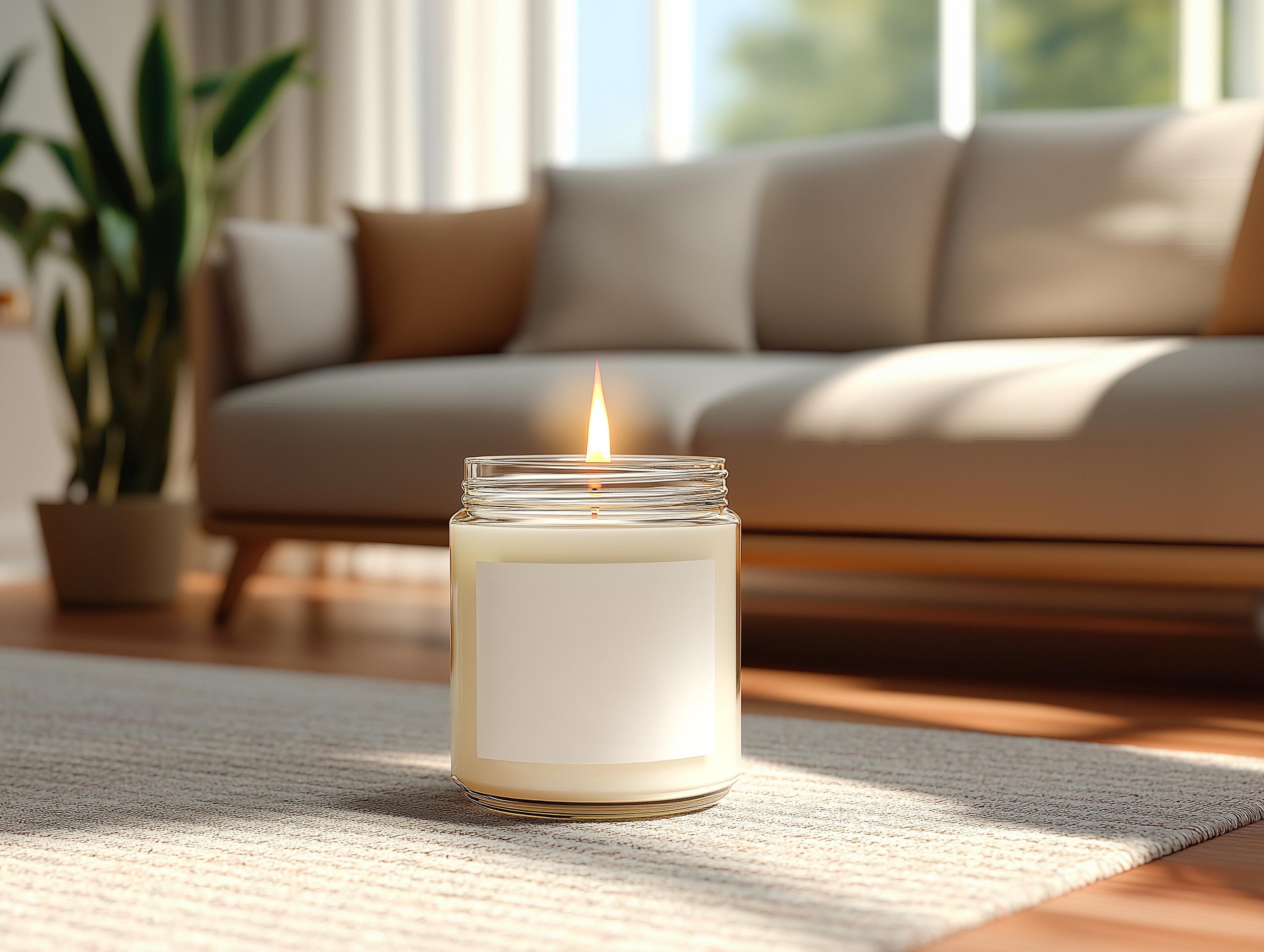 9oz Clear Glass Jar Candle Mockup PSD Digital Smart Object Template Download