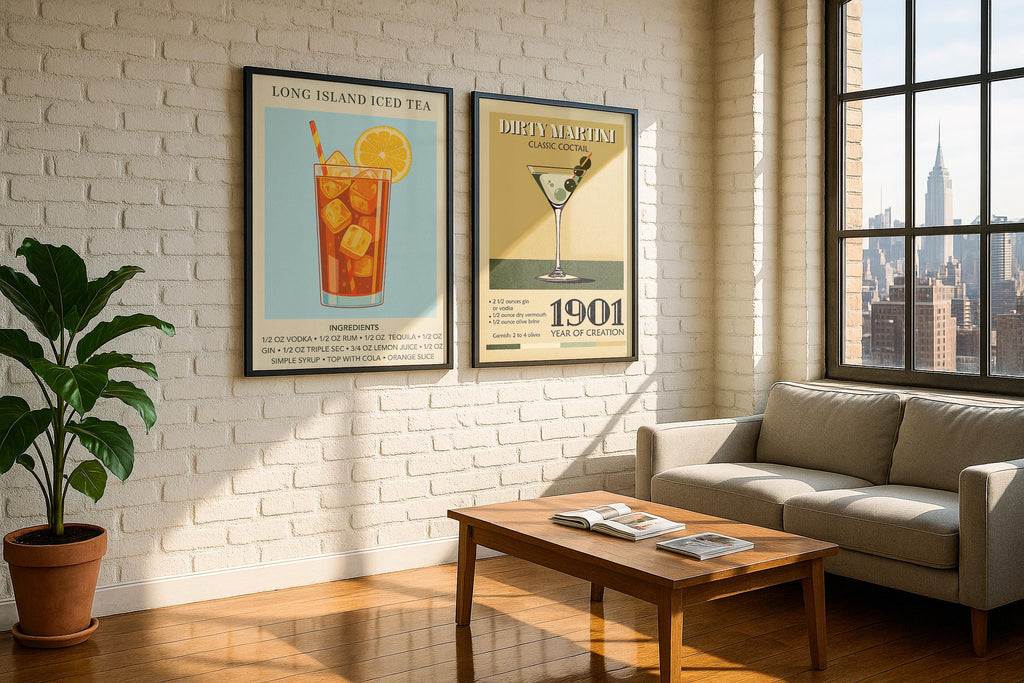 2 Frame Mockup Loft Apartment Poster Display Double Black Wall Art PSD Digital Download