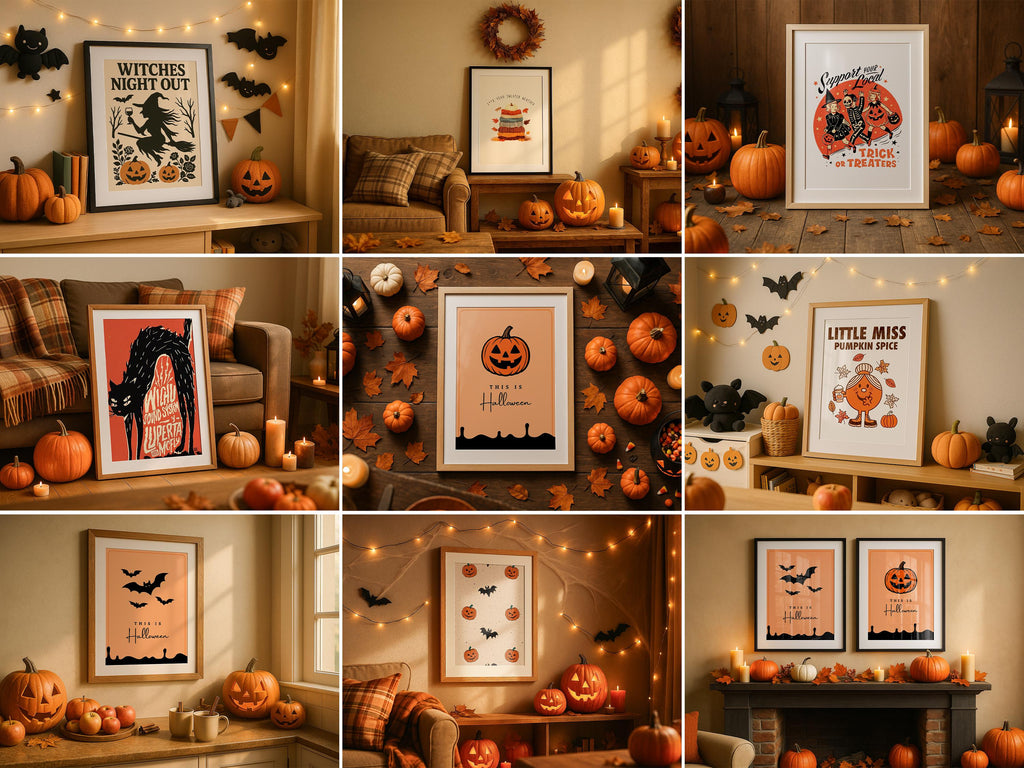 Halloween Mockup Frame Bundle Festivity Autumn Wall Art Digital Display PSD