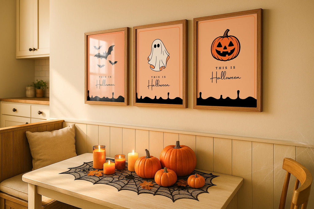 Halloween Triple Frame Mockup Rustic Kitchen Wall Art PSD Digital Download