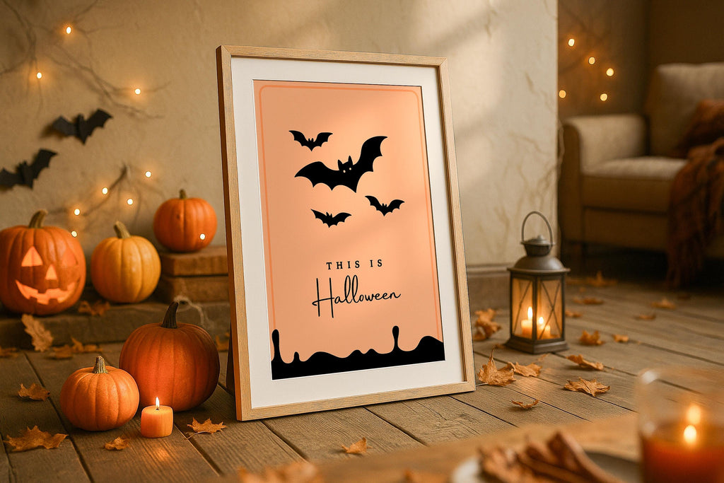 Halloween Single Frame Mockup Rustic Wall Art Digital PSD Template