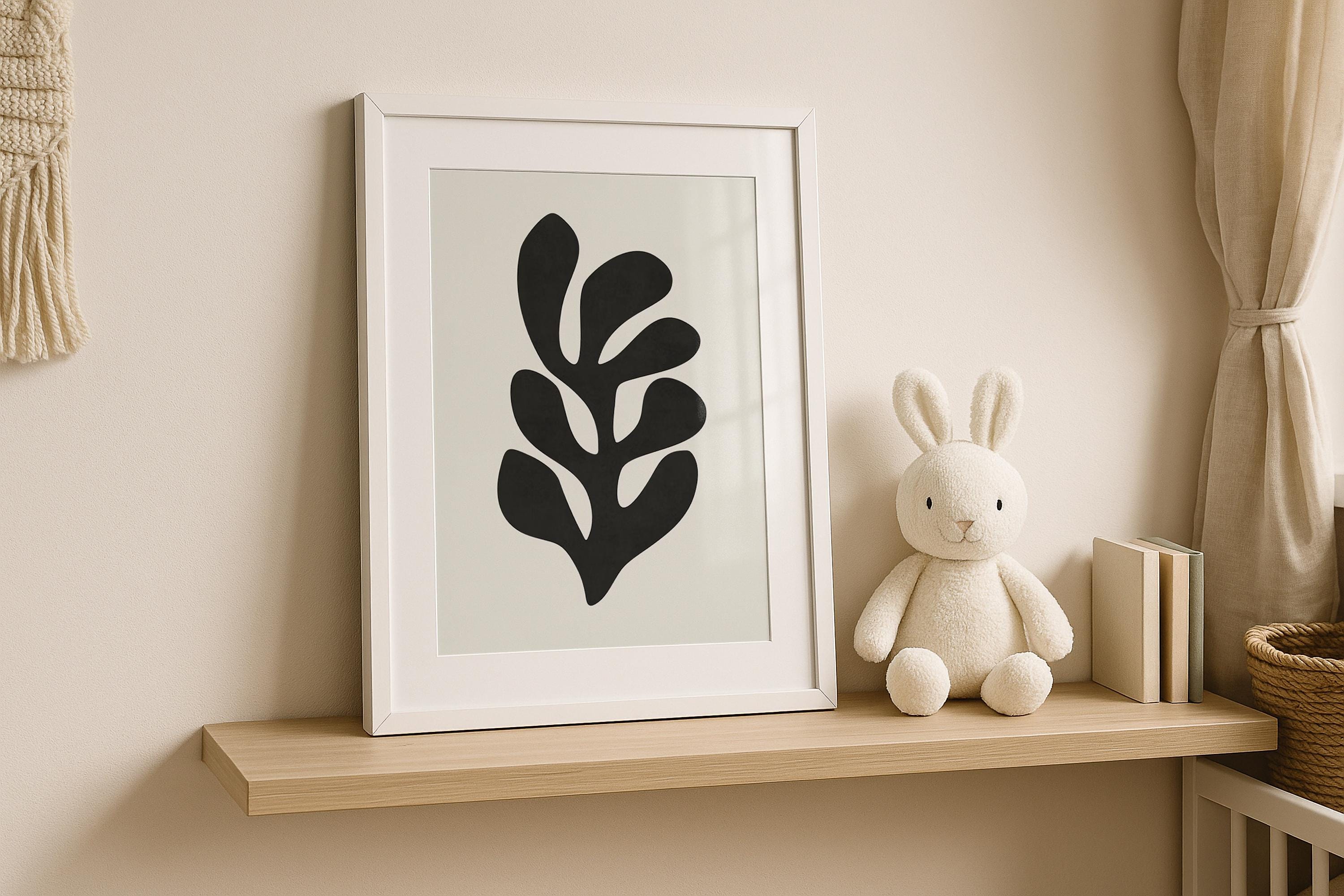 Nursery Single Frame Mockup White Minimal Kids Room Wall Art Digital Poster PSD Template