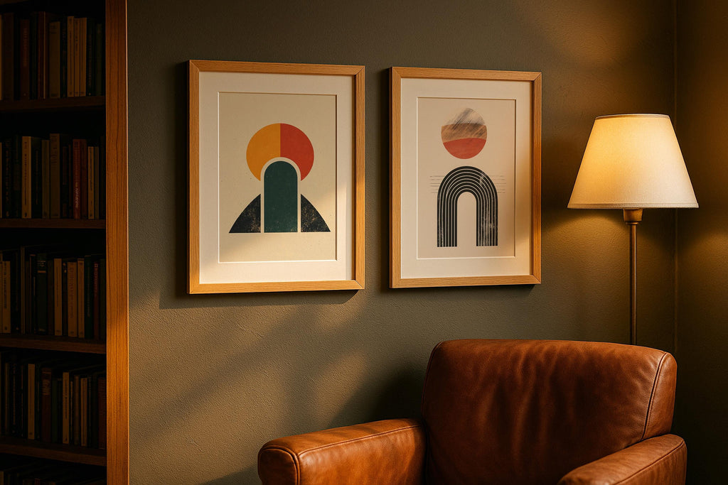 2 Frame Mockup Double Poster Display Wooden Wall Art PSD Digital Download