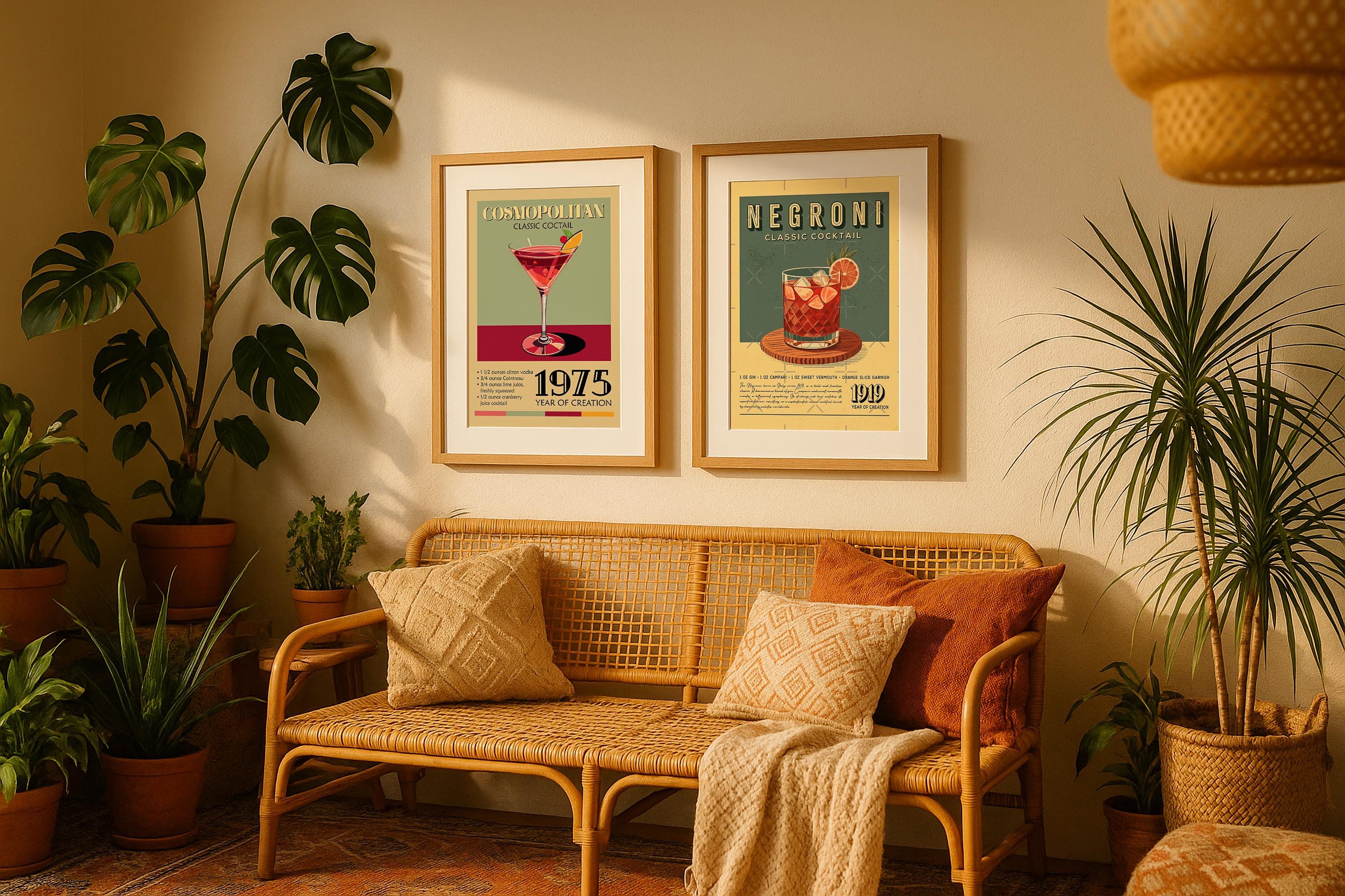 2 Frame Mockup Cozy Living Room Poster Display Wooden Boho Wall Art PSD Digital Download