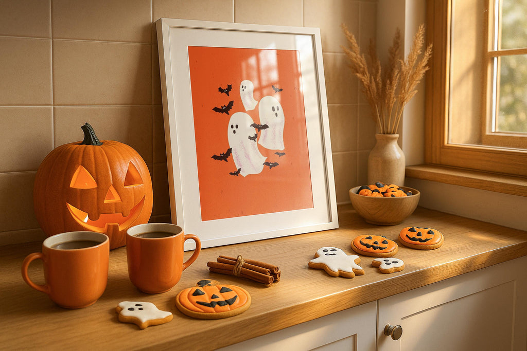 Halloween Single Frame Mockup Kitchen Wall Art Digital Poster PSD Template