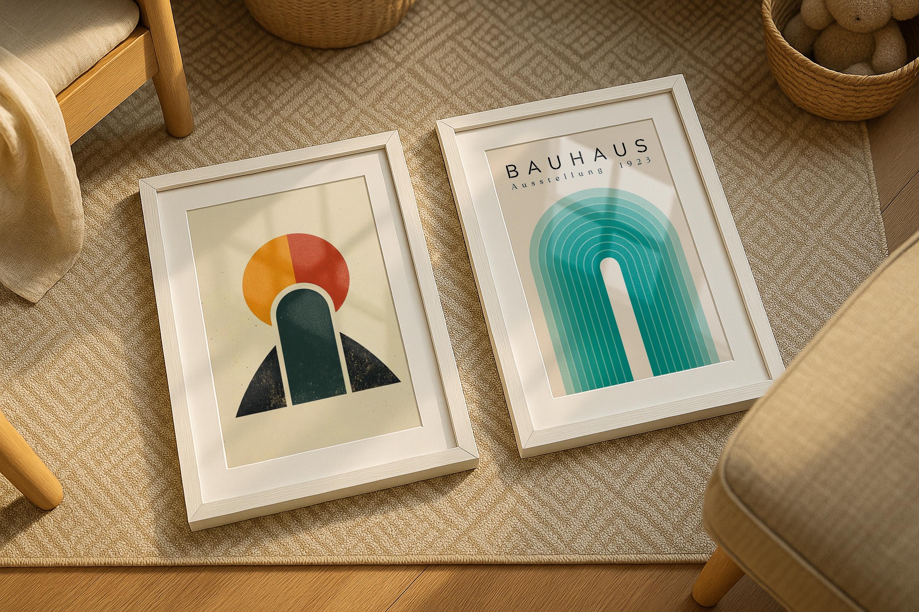 2 Frame Mockup Double Poster Display Nursery Room White Wall Art PSD Digital Download