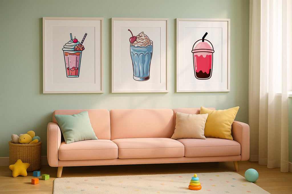 3 Frame Mockup Triple Poster Display Nursery White Wall Art PSD Digital Download