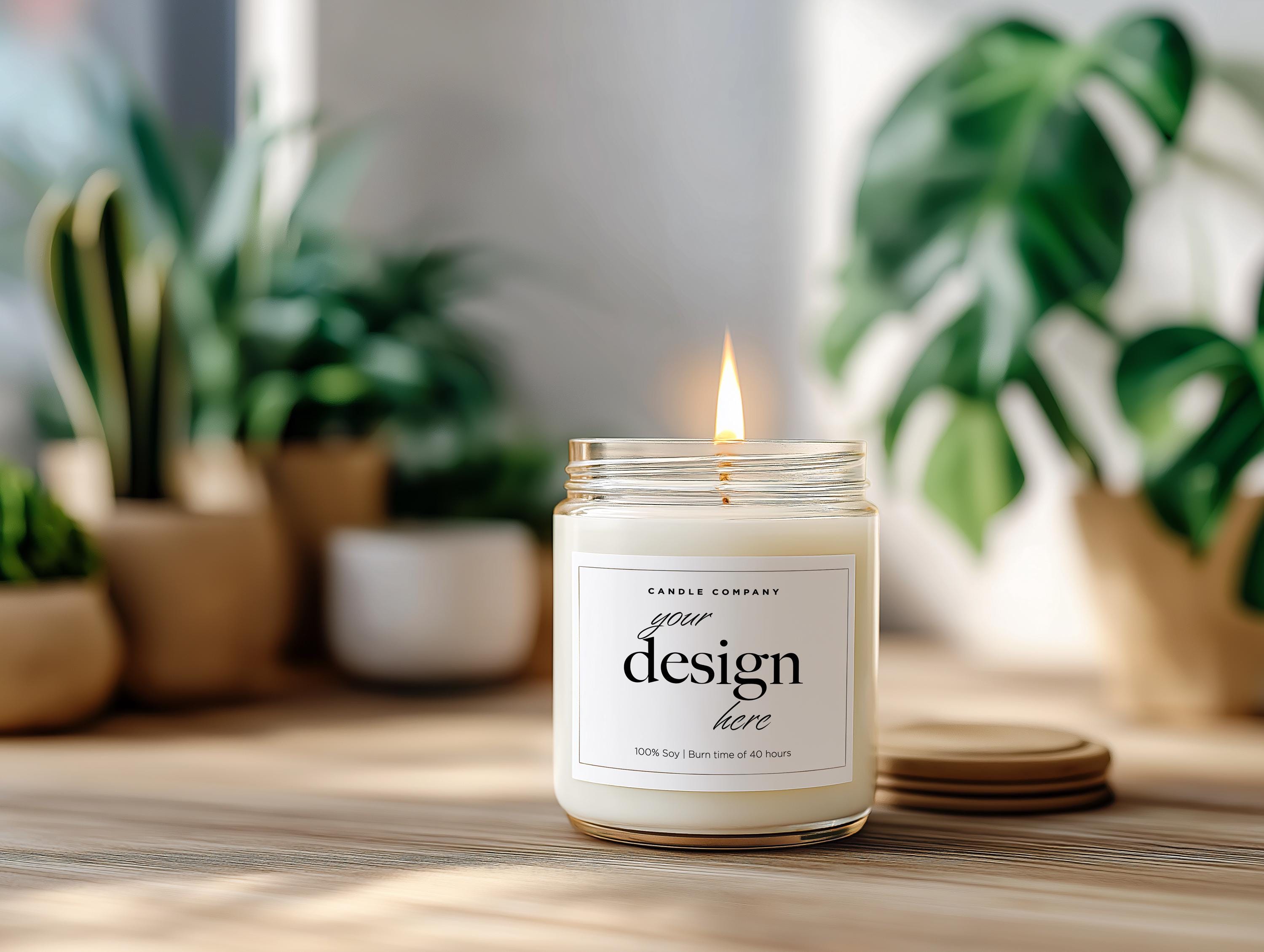 9oz White Candle Jar Mockup PSD Smart Object Digital Download Printify Photopea for Print on Demand