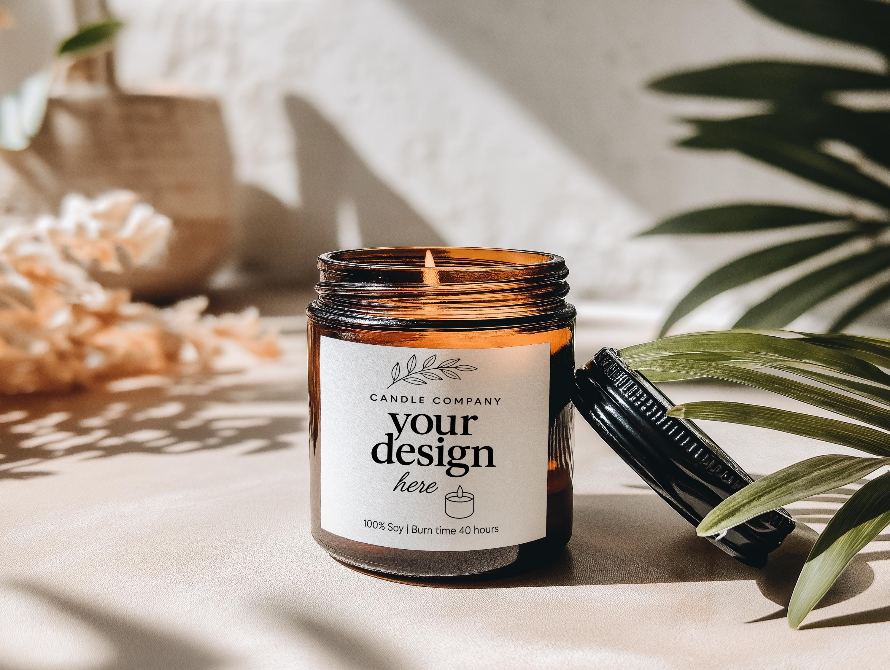 9oz Amber Jar Candle Mockup PSD Smart Object Printify Photopea Digital Download for Print on Demand