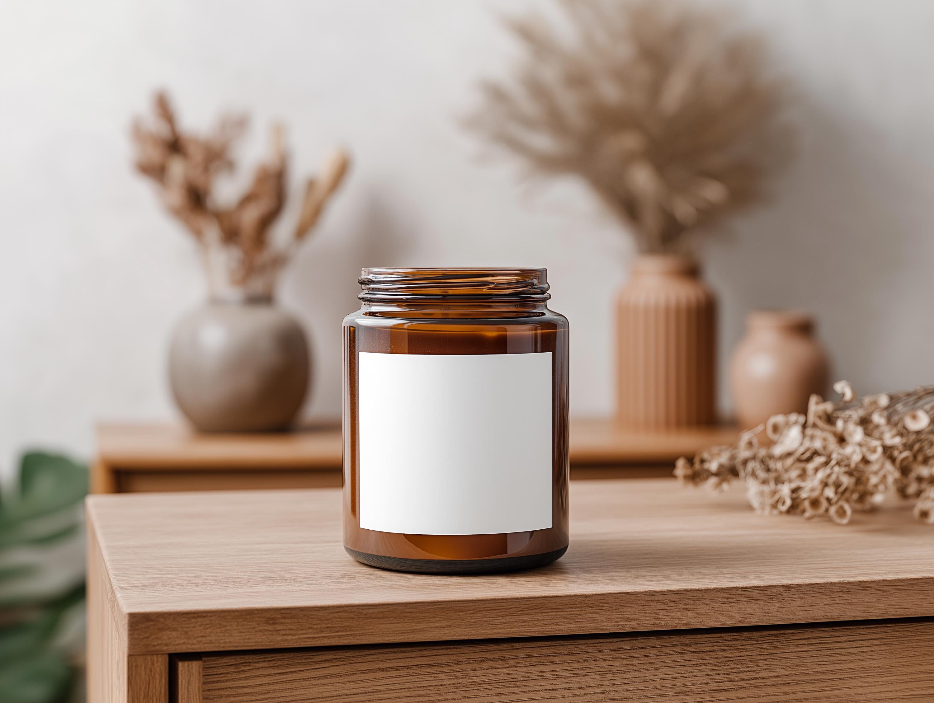 Printify Amber Jar Candle Mockup Photoshop PSD Smart Object Digital Download for Print on Demand