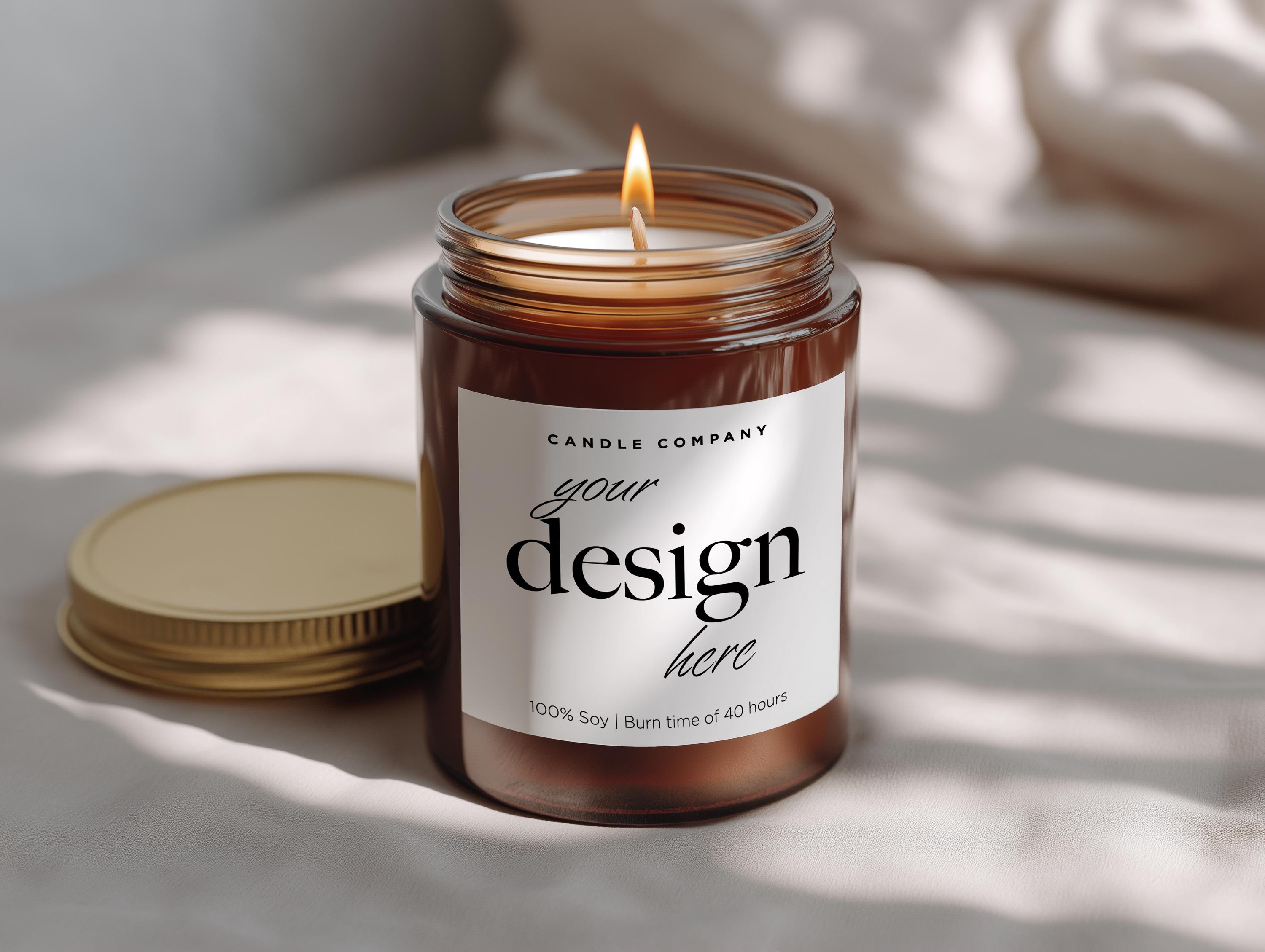 4oz Amber Jar Candle Mockup PSD Smart Object Digital Template Download for Print on Demand
