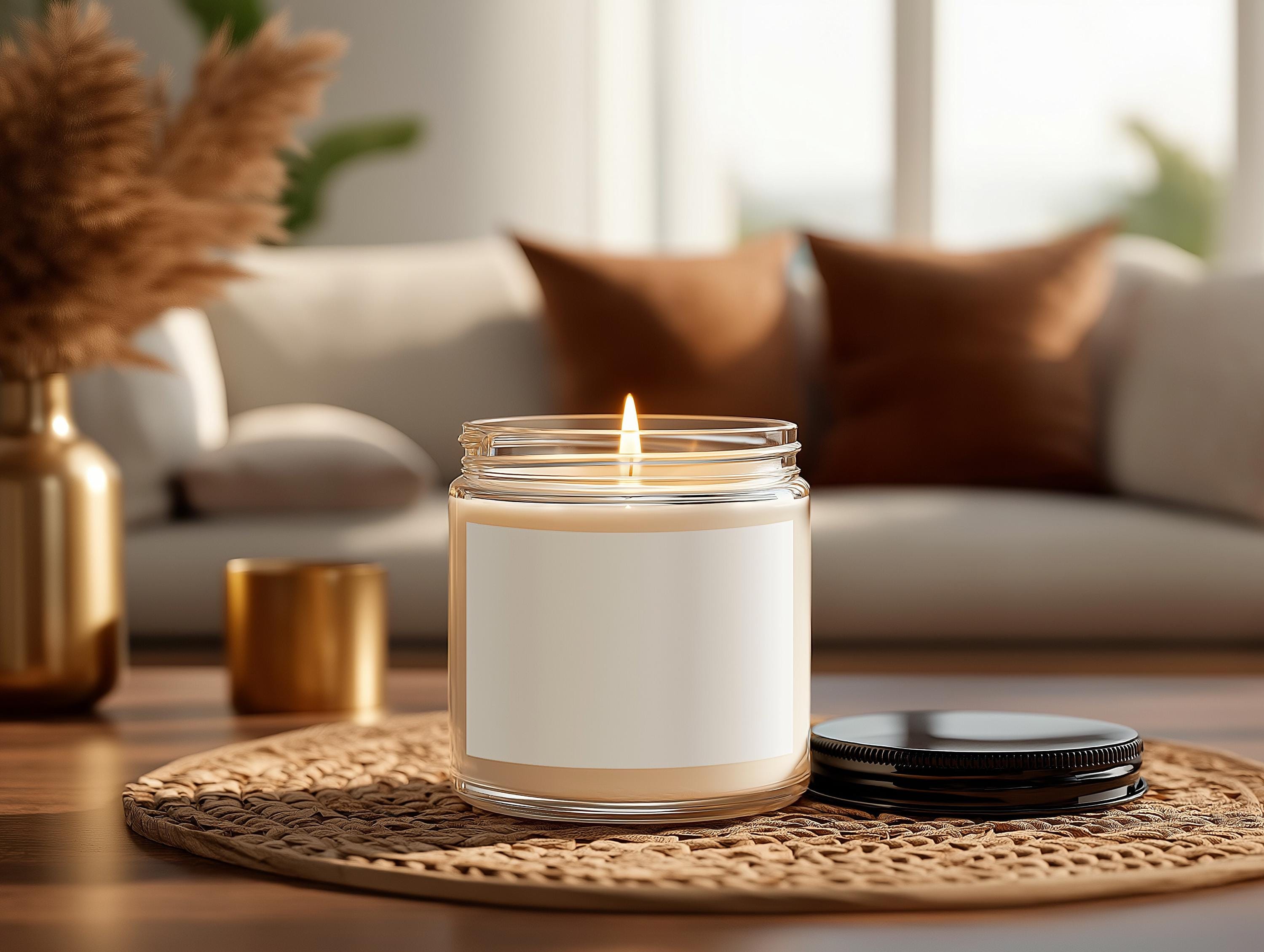9oz Clear Glass Jar Candle Mockup PSD Smart Object Printify Photopea Digital Download for Print on Demand