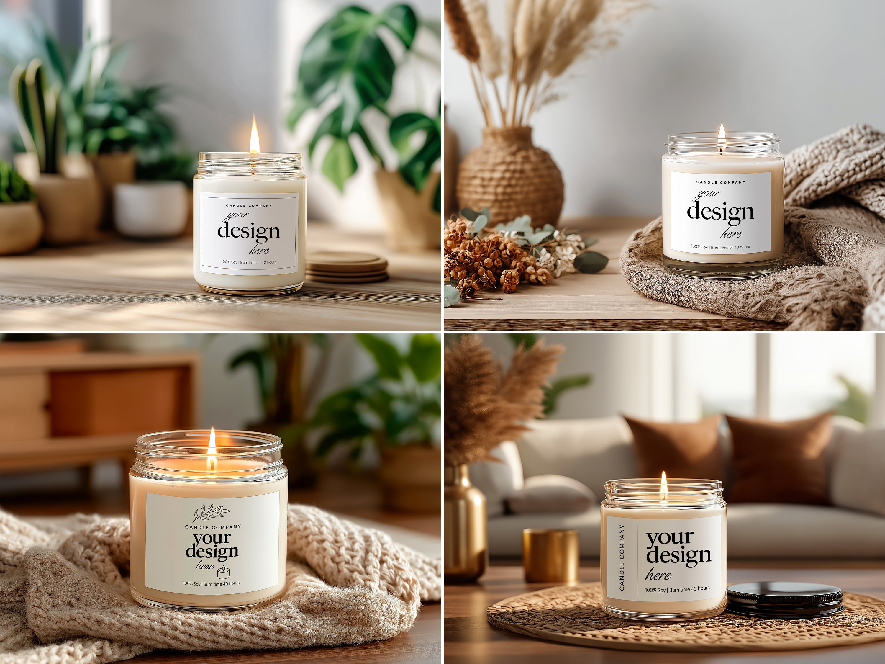 Clear Jar Candle Mockup Bundle PSD Smart Object Digital Download