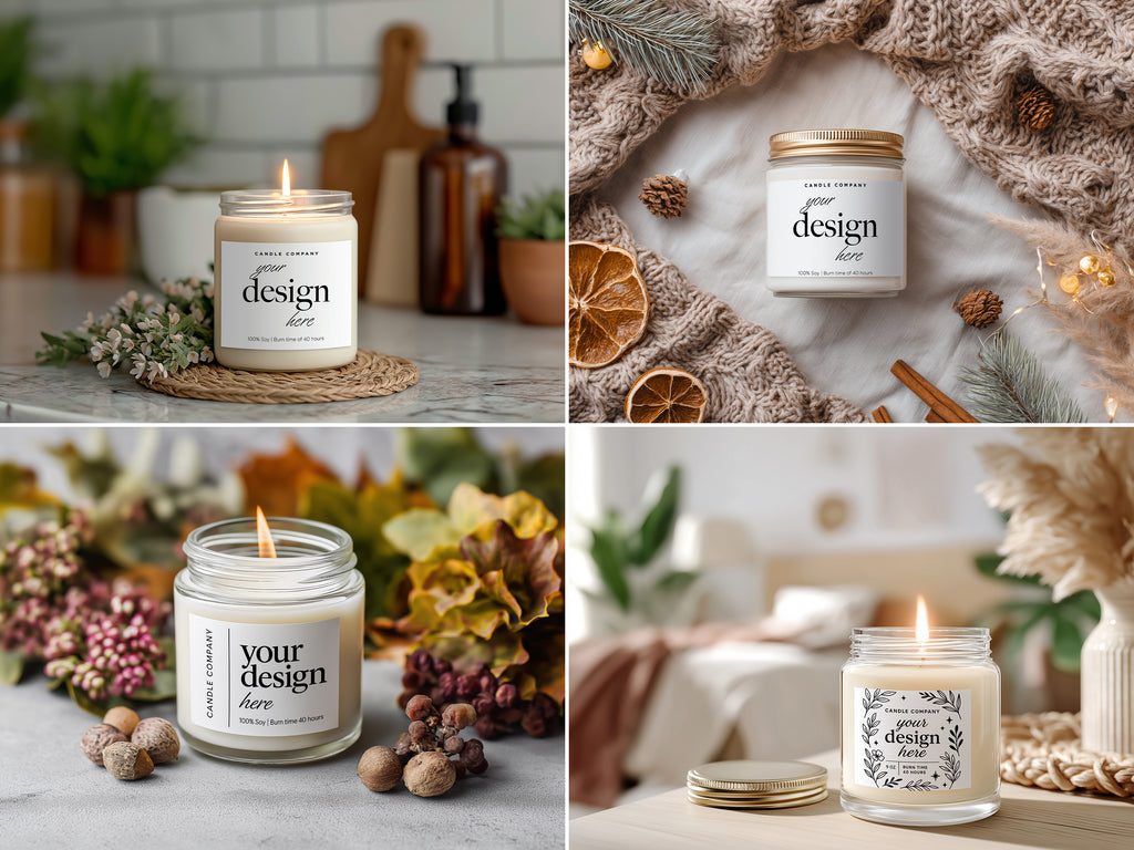 Clear Jar Candle Mockup Bundle PSD Smart Object Digital Download