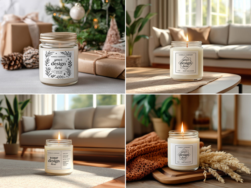 Clear Jar Candle Mockup Bundle PSD Smart Object Digital Download