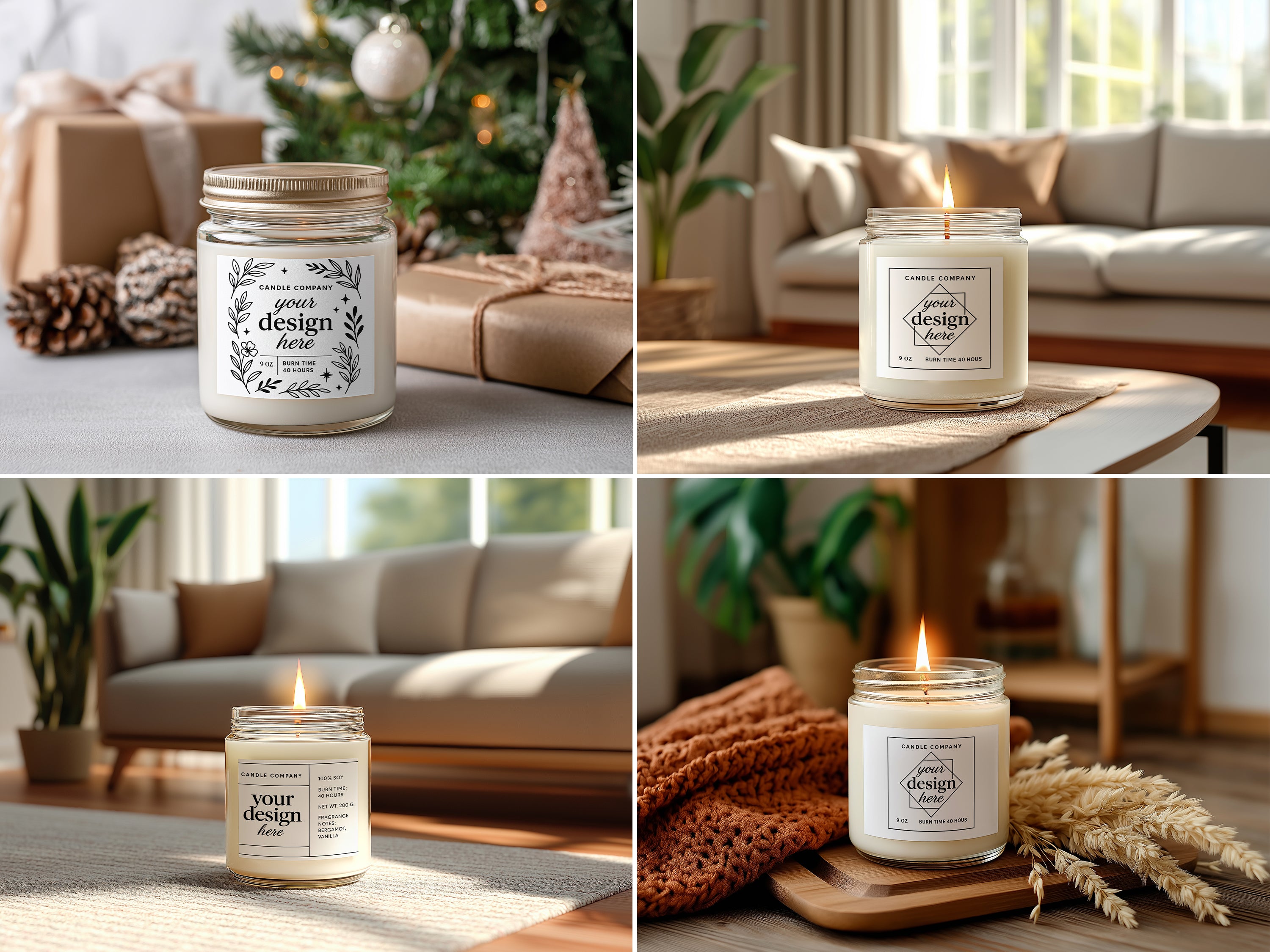 Clear Jar Candle Mockup Bundle PSD Smart Object Digital Download